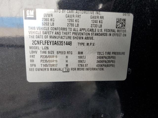 2CNFLFEY0A6351448 - 2010 CHEVROLET EQUINOX LTZ BLACK photo 12