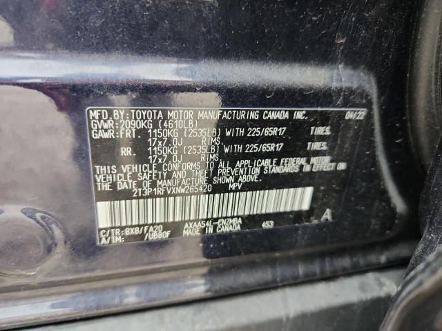 2T3P1RFVXNW265420 - 2022 TOYOTA RAV4 XLE BLUE photo 12