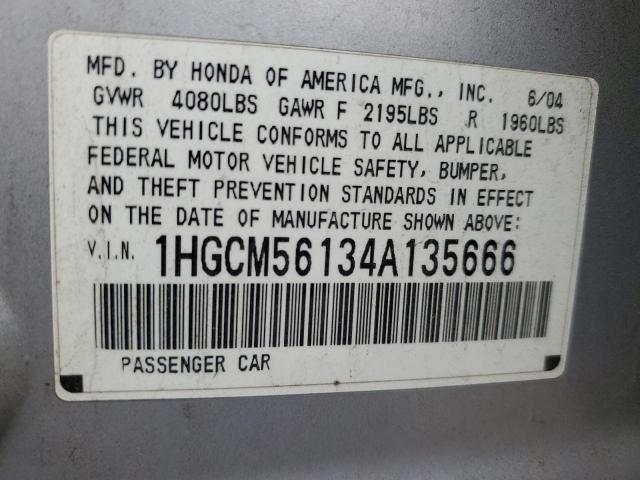 1HGCM56134A135666 - 2004 HONDA ACCORD DX SILVER photo 13