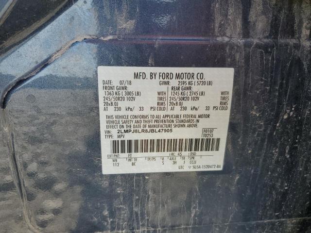 2LMPJ8LR8JBL47905 - 2018 LINCOLN MKX RESERVE أزرق صورة 12