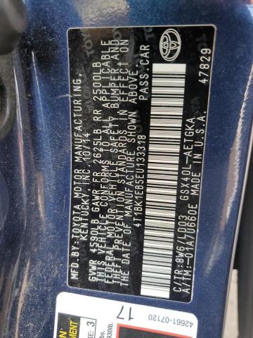 4T1BK1EB5EU133318 - 2014 TOYOTA AVALON BASE 蓝色 照片 12