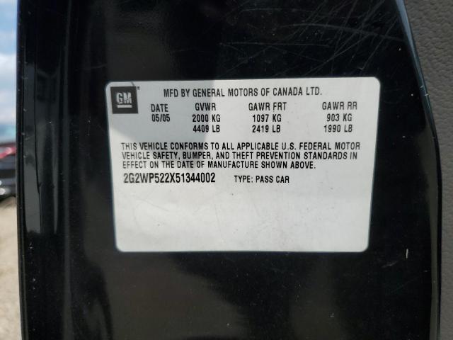 2G2WP522X51344002 - 2005 PONTIAC GRAND PRIX BLACK photo 12
