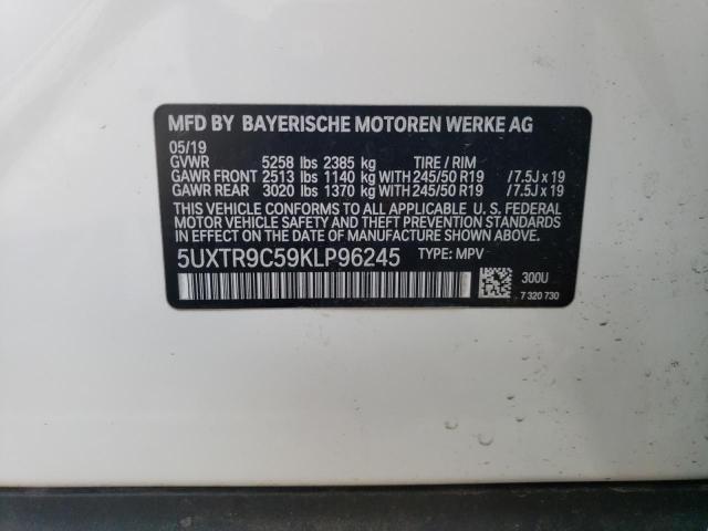 5UXTR9C59KLP96245 - 2019 BMW X3 XDRIVE30I WHITE photo 14