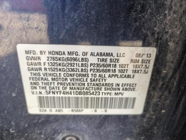 5FNYF4H41DB085423 - 2013 HONDA PILOT EX 蓝色 照片 12