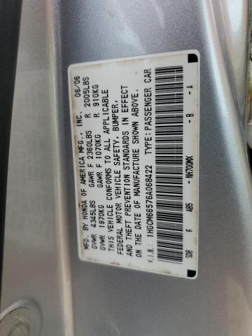 1HGCM66576A068422 - 2006 HONDA ACCORD EX SILVER photo 12