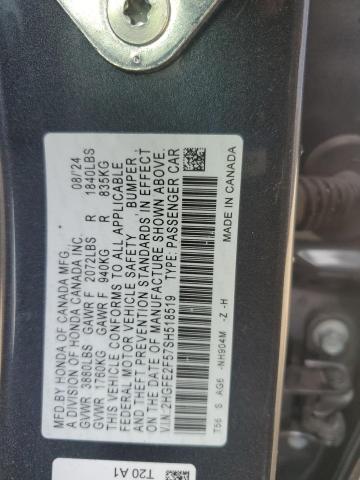 2HGFE2F57SH518519 - 2025 HONDA CIVIC SPORT GRAY photo 12