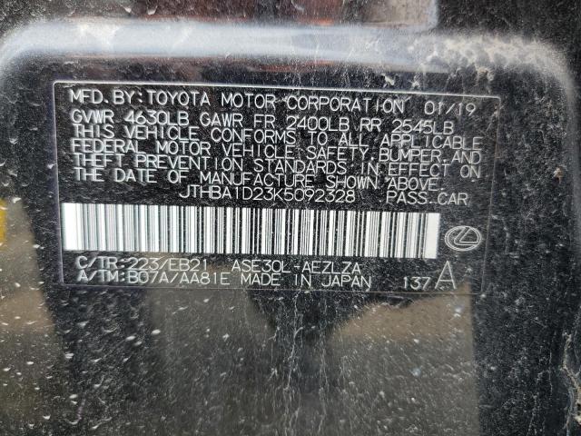 JTHBA1D23K5092328 - 2019 LEXUS IS 300 BLACK photo 13