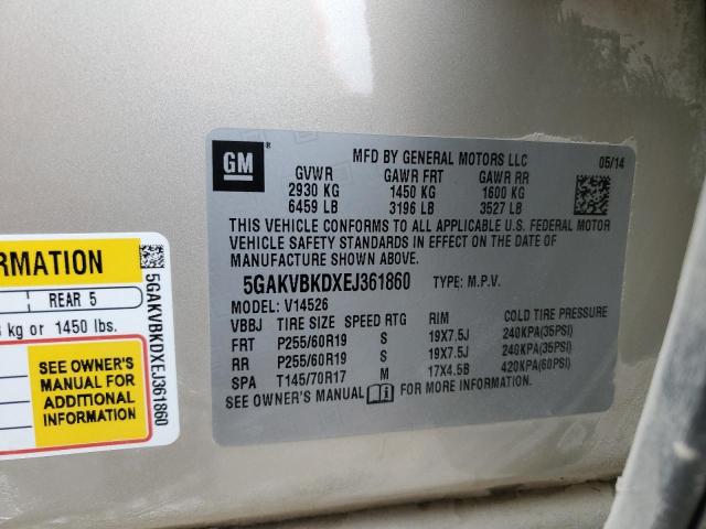 5GAKVBKDXEJ361860 - 2014 BUICK ENCLAVE GOLD photo 13