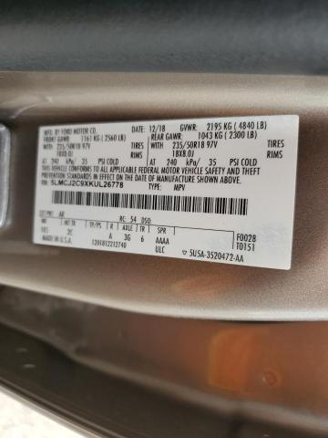 5LMCJ2C9XKUL26778 - 2019 LINCOLN MKC SELECT Շագանակագույն լուսանկար 12