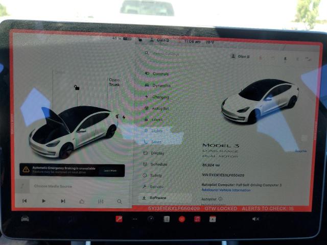 5YJ3E1EBXLF650409 - 2020 TESLA MODEL 3 WHITE photo 9