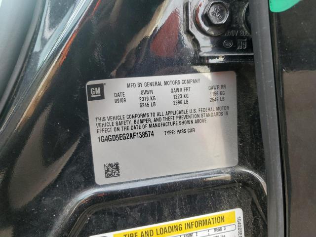 1G4GD5EG2AF138574 - 2010 BUICK LACROSSE CXL 黑色 照片 12