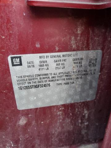 1G1ZE5ST9GF324576 - 2016 CHEVROLET MALIBU LT BURGUNDY photo 12