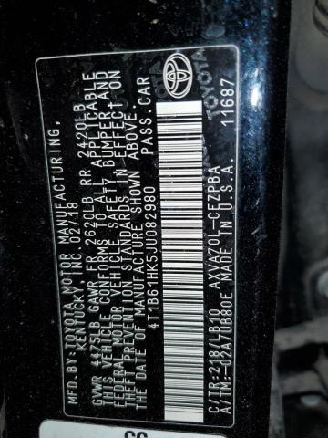 4T1B61HK5JU082980 - 2018 TOYOTA CAMRY XSE შავი ფოტო 12