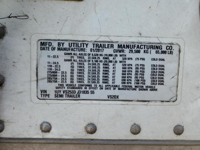 1UYVS2533J3183555 - 2018 UTILITY TRAILER თეთრი ფოტო 10