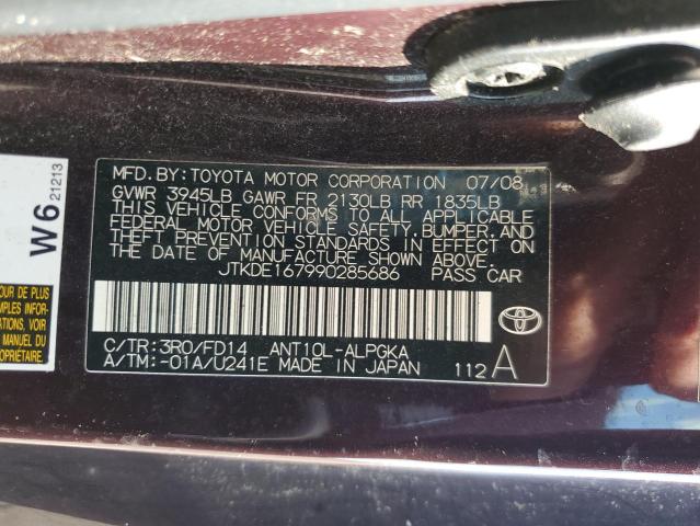 JTKDE167990285686 - 2009 TOYOTA SCION TC PURPLE photo 13