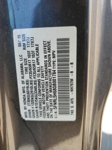 5FNRL5H68GB001784 - 2016 HONDA ODYSSEY EXL GRAY photo 13
