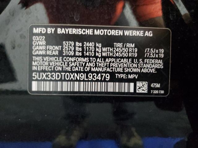 5UX33DT0XN9L93479 - 2022 BMW X4 XDRIVE30I BLACK photo 13