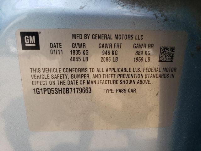 1G1PD5SH0B7179663 - 2011 CHEVROLET CRUZE LS 蓝色 照片 12