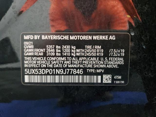 5UX53DP01N9J77846 - 2022 BMW X3 XDRIVE30I BLACK photo 13