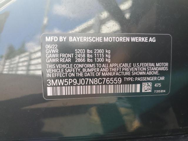 3MW5P9J07N8C76559 - 2022 BMW 330XE أسود صورة 12