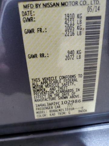 1N4AL3AP2FC102986 - 2015 NISSAN ALTIMA 2.5 石墨色 照片 13