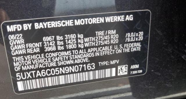 5UXTA6C05N9N07163 - 2022 BMW X5 XDRIVE45E BLACK photo 13
