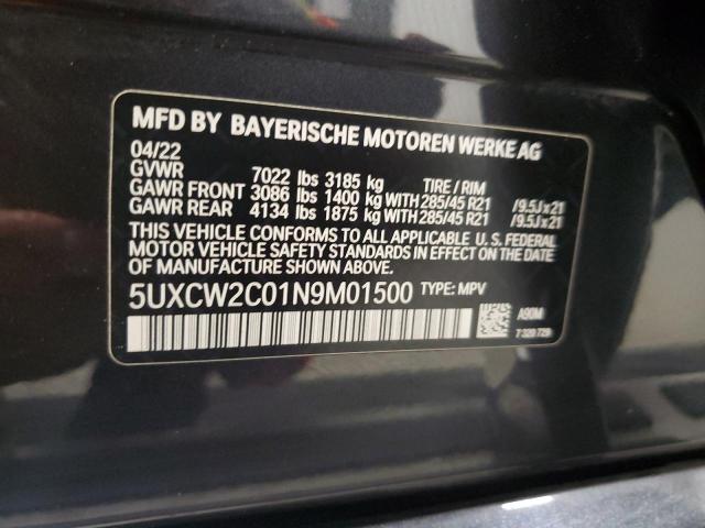 5UXCW2C01N9M01500 - 2022 BMW X7 XDRIVE40I CHARCOAL photo 13