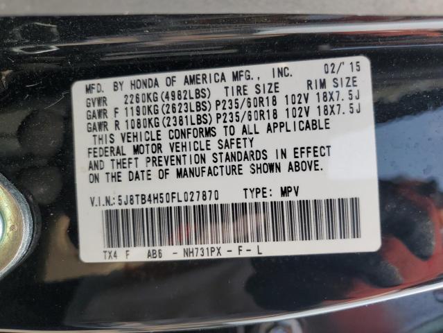 5J8TB4H50FL027870 - 2015 ACURA RDX TECHNOLOGY BLACK photo 13