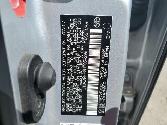 JTDKARFP8H3039296 - 2017 TOYOTA PRIUS PRIM ვერცხლისფერი ფოტო 12