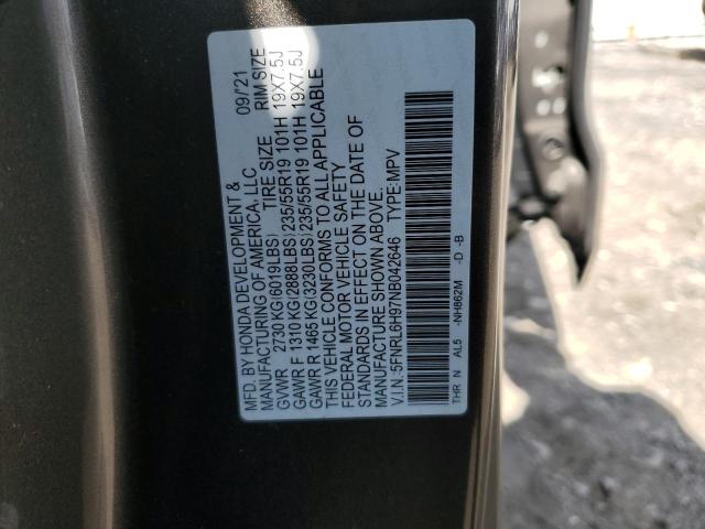 5FNRL6H97NB042646 - 2022 HONDA ODYSSEY ELITE GRAY photo 13