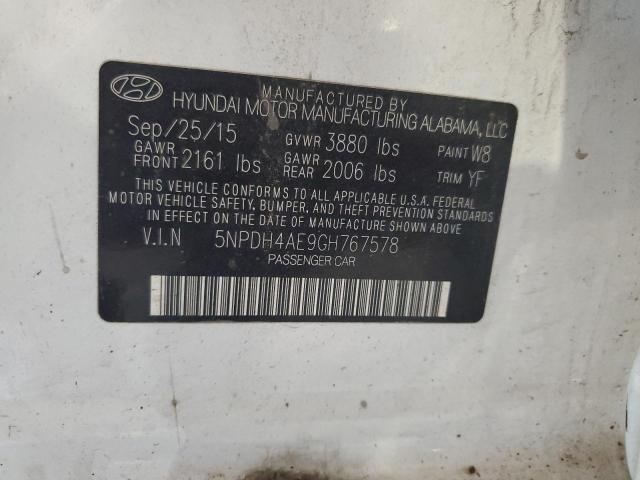 5NPDH4AE9GH767578 - 2016 HYUNDAI ELANTRA SE WHITE photo 13