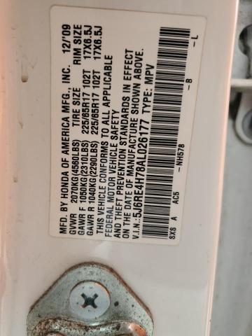 5J6RE4H78AL026177 - 2010 HONDA CR-V EXL 白色 照片 13