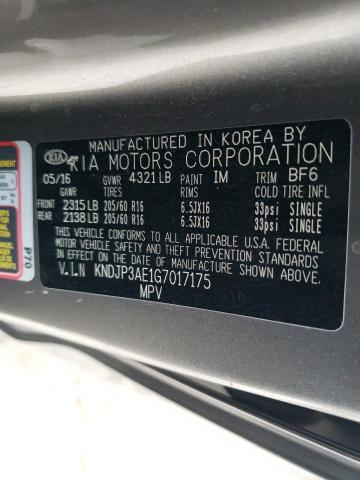 KNDJP3AE1G7017175 - 2016 KIA SOUL EV GRAY photo 12