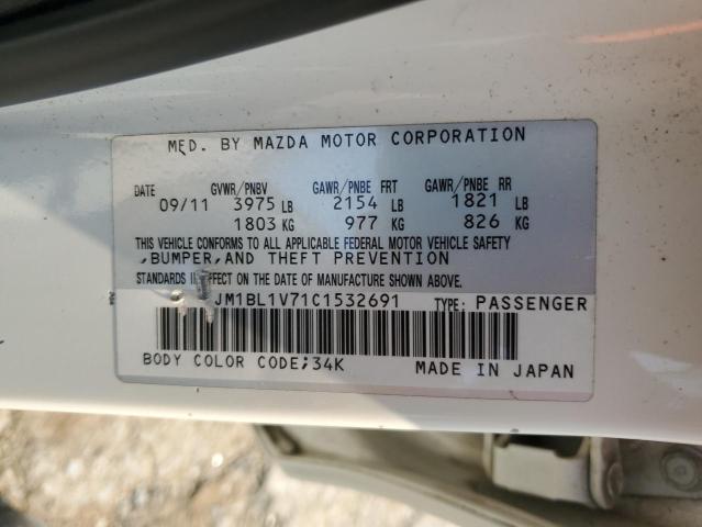 JM1BL1V71C1532691 - 2012 MAZDA 3 I WHITE photo 12