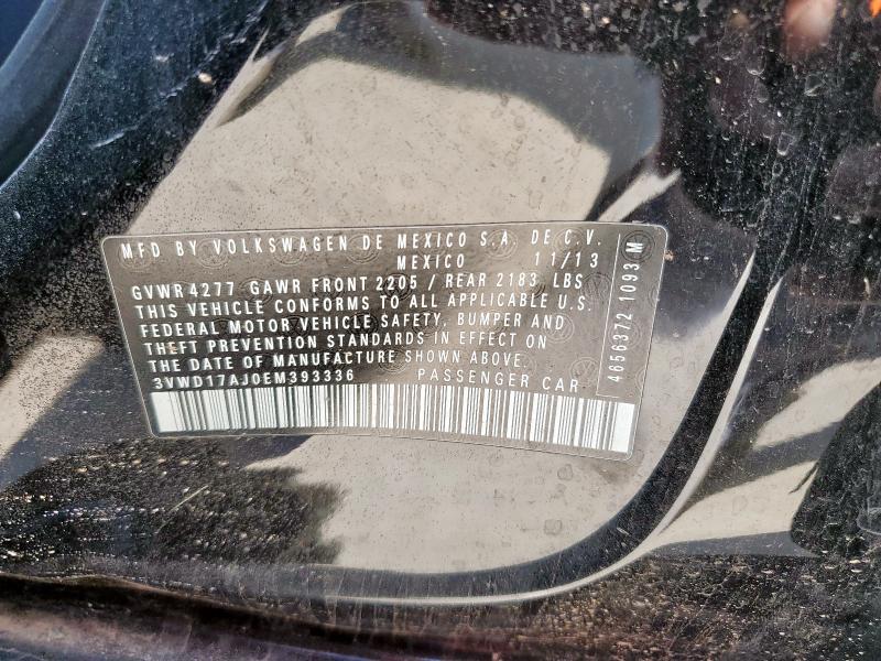 3VWD17AJ0EM393336 - 2014 VOLKSWAGEN JETTA SE BLACK photo 12