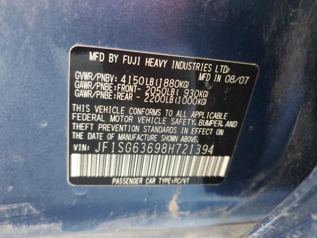 JF1SG63698H721394 - 2008 SUBARU FORESTER 2.5X BLUE photo 14