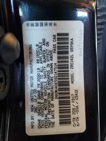 1NXBU40E59Z147514 - 2009 TOYOTA COROLLA BASE 黑色 照片 12