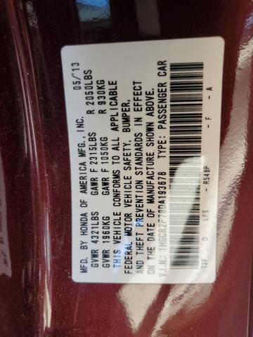 1HGCR2F78DA193678 - 2013 HONDA ACCORD EX BURGUNDY photo 13