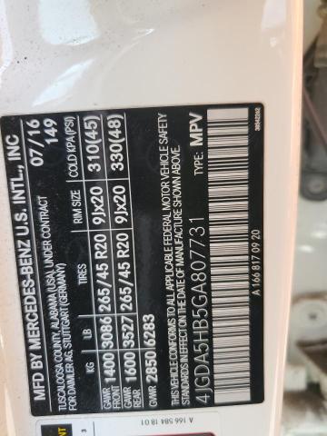 4JGDA5HB5GA807731 - 2016 MERCEDES-BENZ GLE 350 4MATIC WHITE photo 13