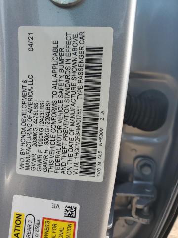1HGCV2F34MA017851 - 2021 HONDA ACCORD SPORT Argent photo 12