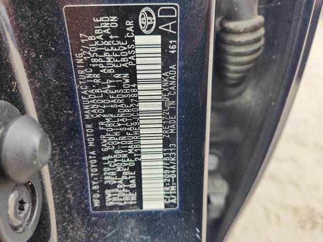 2T1BURHE9JC027884 - 2018 TOYOTA COROLLA L BLACK photo 12