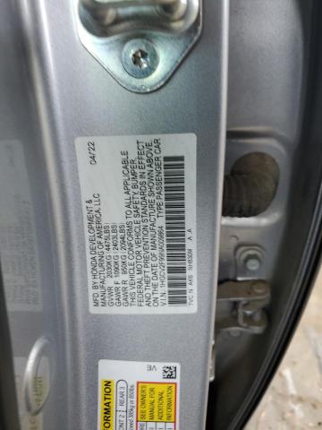 1HGCV2F99NA009864 - 2022 HONDA ACCORD TOURING SILVER photo 12
