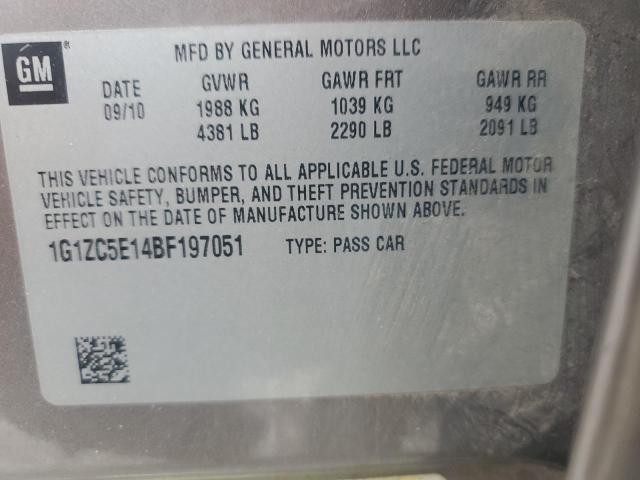 1G1ZC5E14BF197051 - 2011 CHEVROLET MALIBU 1LT Marron photo 12