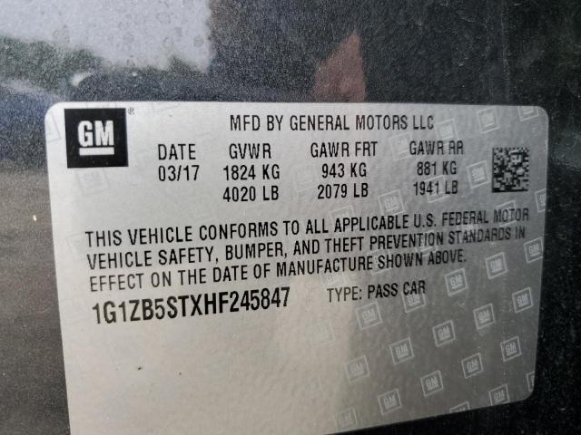 1G1ZB5STXHF245847 - 2017 CHEVROLET MALIBU LS ნაცრისფერი ფოტო 12