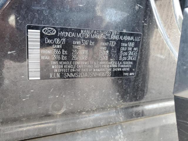 5NMS2DAJ5NH416733 - 2022 HYUNDAI SANTA FE SEL CHARCOAL photo 14