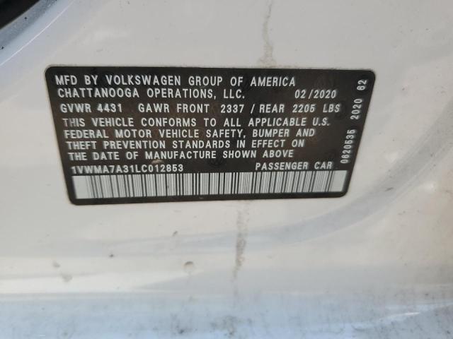 1VWMA7A31LC012853 - 2020 VOLKSWAGEN PASSAT R-LINE თეთრი ფოტო 13