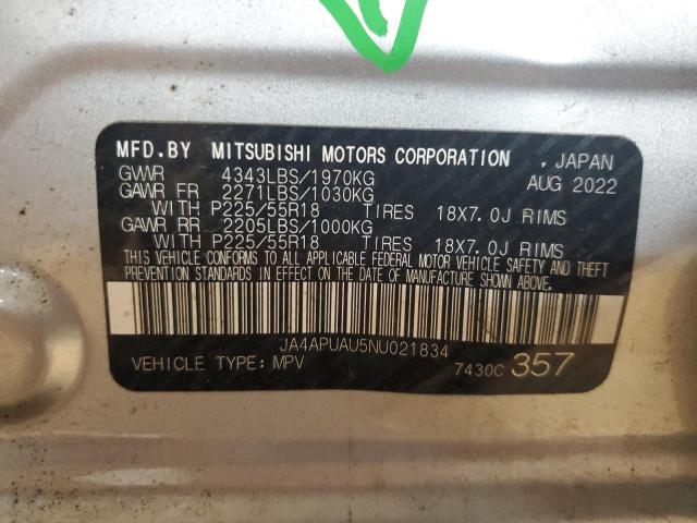 JA4APUAU5NU021834 - 2022 MITSUBISHI OUTLANDER ES فضي صورة 13