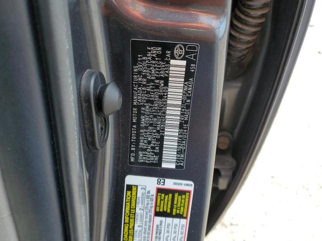 2T1BU4EE3BC694409 - 2011 TOYOTA COROLLA BASE GRAY photo 12