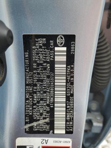 4T1BK3DB8CU459737 - 2012 TOYOTA AVALON BASE 蓝色 照片 12