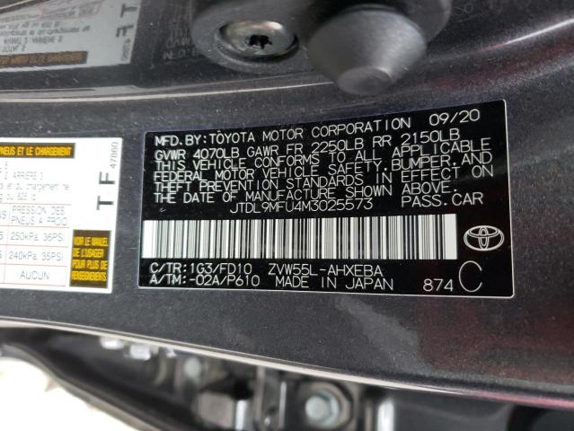 JTDL9MFU4M3025573 - 2021 TOYOTA PRIUS LE GRAY photo 13